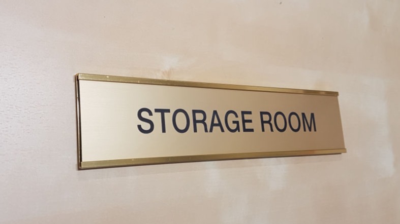 Premium polished gold wall name bar with a brushed gold name plate