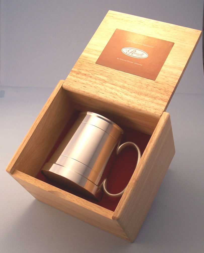 Pewter tankard in timber gift box