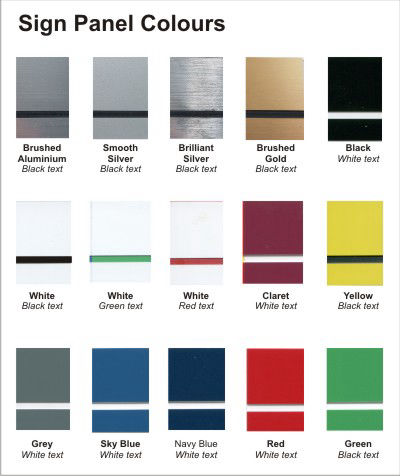 The name plates can be supplied in a range of colours